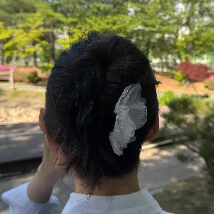 [BUNJANG] Organza Chiffon Flower Hair Clip / 오간자 시폰 꽃 플라워 헤어핀 집게핀