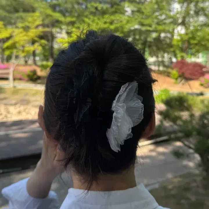 [BUNJANG] Organza Chiffon Flower Hair Clip / 오간자 시폰 꽃 플라워 헤어핀 집게핀