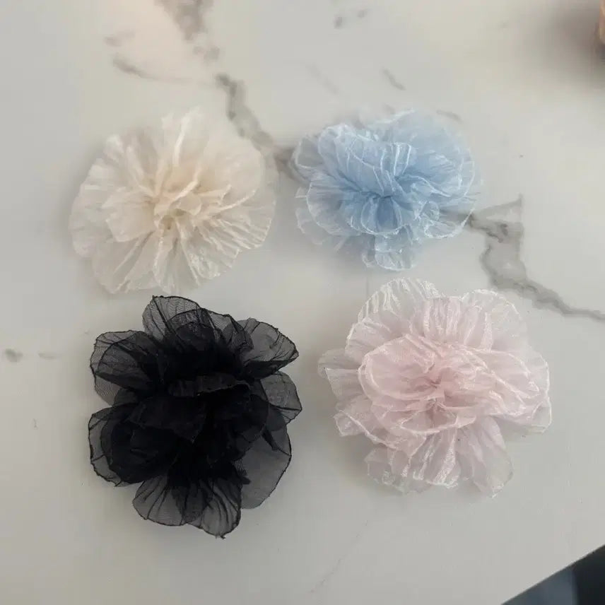 [BUNJANG] Organza Chiffon Flower Hair Clip / 오간자 시폰 꽃 플라워 헤어핀 집게핀