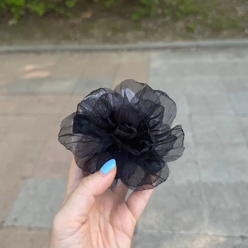 [BUNJANG] Organza Chiffon Flower Hair Clip / 오간자 시폰 꽃 플라워 헤어핀 집게핀