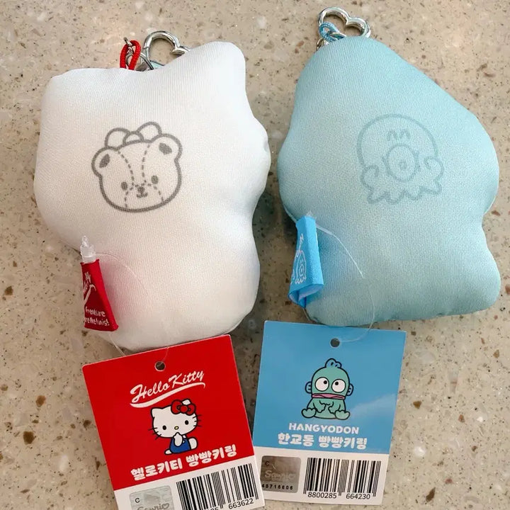 [BUNJANG] Sanrio Hello Kitty &amp; Hangyodon Cushion Keyring Set / 산리오 헬로키티 한교동 빵빵 키링 쿠션키링