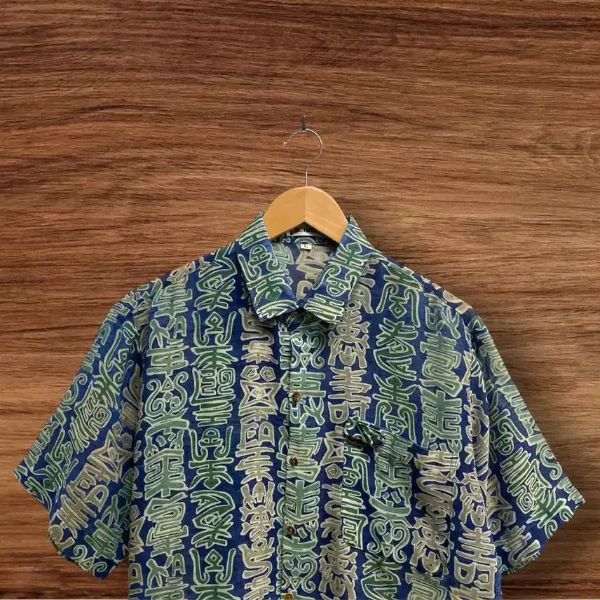 [BUNJANG] Vintage Oriental Pattern Linen Shirt L / 빈티지 오리엔탈 패턴 린넨 셔츠 L