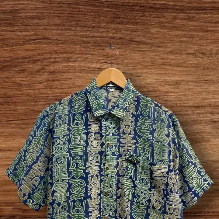 [BUNJANG] Vintage Oriental Pattern Linen Shirt L / 빈티지 오리엔탈 패턴 린넨 셔츠 L