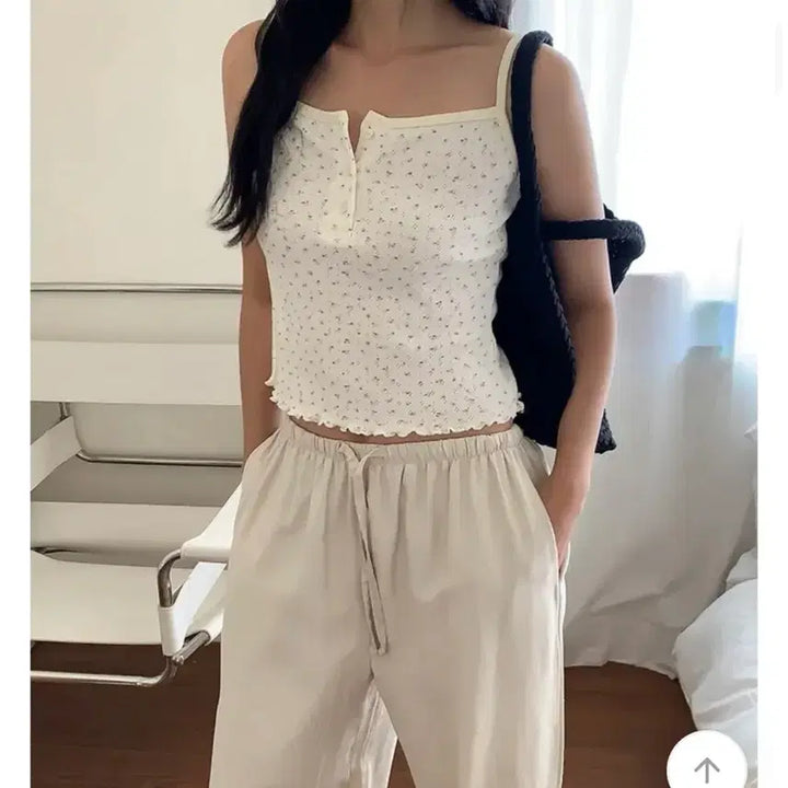 [BUNJANG] Floral Sleeveless Top / 플라워 나시
