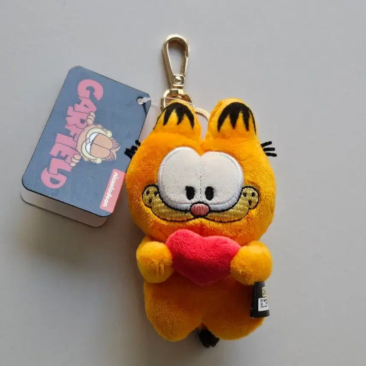 [BUNJANG] Garfield Heart Standing 10cm Doll Keyring / 미사용 새제품) 가필드 하트 스탠딩 10cm 인형 키링 가방고리