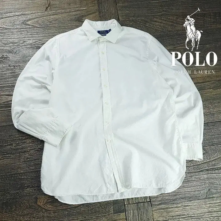 [BUNJANG] Polo Ralph Lauren White Pony Logo Embroidered Shirt / 폴로 랄프로렌 화이트 포니 로고 자수 셔츠 M20228