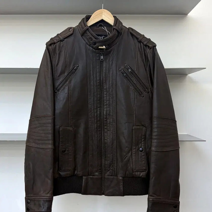 [BUNJANG] Black Riri Lamb Leather Biker Jacket / 블랙리벳 멀티 집 램 레더 바이커 자켓