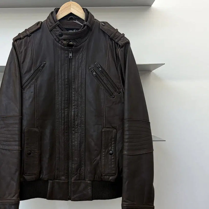 [BUNJANG] Black Riri Lamb Leather Biker Jacket / 블랙리벳 멀티 집 램 레더 바이커 자켓