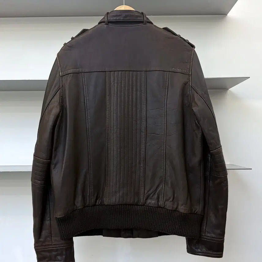 [BUNJANG] Black Riri Lamb Leather Biker Jacket / 블랙리벳 멀티 집 램 레더 바이커 자켓