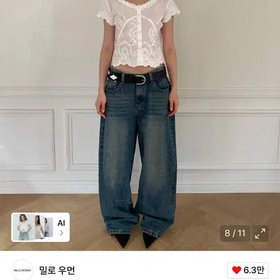 [BUNJANG] Milo Woman Scallop Lace Blouse White (Worn Once) / 밀로 우먼 스칼럽 레이스 블라우스 화이트 m (1회착용)