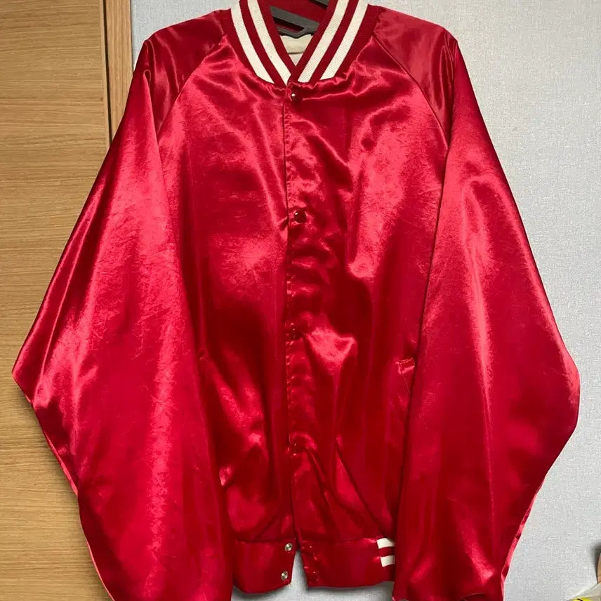 [BUNJANG] Steelnice 90s Vintage Satin Stadium Jacket / 90s 빈티지 새틴 스타디움 자켓 레드 (스틸나이스)