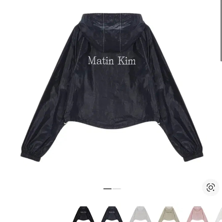 [BUNJANG] Matinkim Crop Coated Jumper Navy / 마뗑킴 마뗑 크롭 후디 코팅 점퍼 네이비