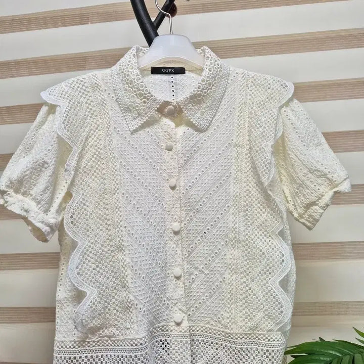 [BUNJANG] GGPX Lace Short Sleeve Blouse / GGPX 레이스 반팔 블라우스