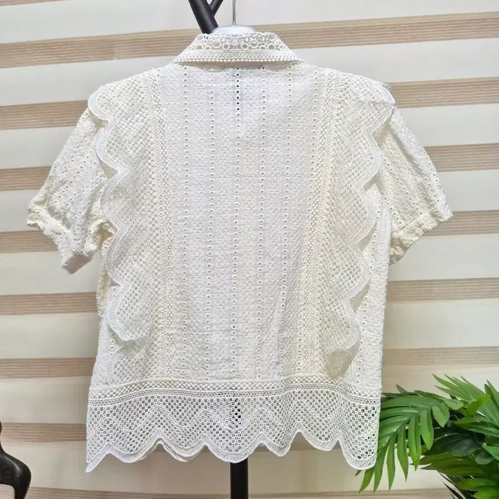 [BUNJANG] GGPX Lace Short Sleeve Blouse / GGPX 레이스 반팔 블라우스