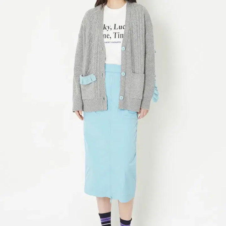 [BUNJANG] Lucky Chouette Sky Blue Long Skirt / 럭키슈에뜨 스카이블루 스커트