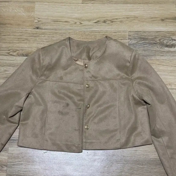 [BUNJANG] Suede Collarless Jacket / 스웨이드 노카라 자켓