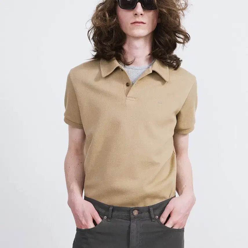 [BUNJANG] RECTO Slim Fit PK Polo Collar Top Khaki Beige / [새상품] 26SS 렉토 슬림 핏 피케 pk 폴로 카라 탑 카키 베이지