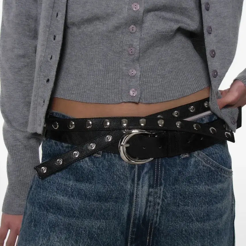 [BUNJANG] Partimento Double Layered Belt - Black / 파르티멘토 (세트) 쓰리웨이 더블 레이어드 벨트_블랙