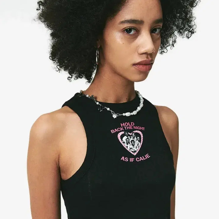 [BUNJANG] As If Cali Printed Crop Tank Top / 에즈이프캘리) 프린팅 크롭 나시