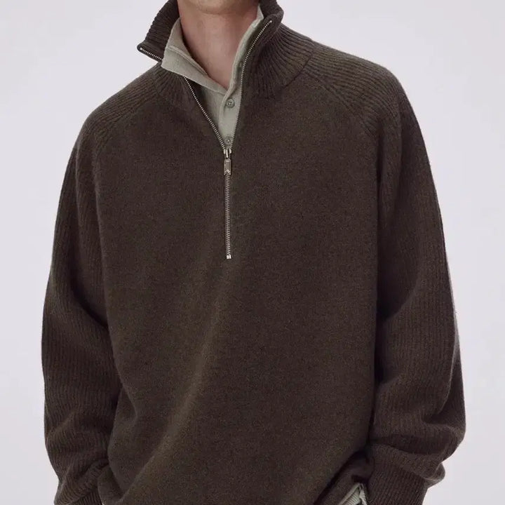 [BUNJANG] Umamoong Pure Saxon Wool Half-Zip Pullover Sweater (M) / 우마뭉 Pure saxon wool 하프집업 풀오버 모시우드(M)