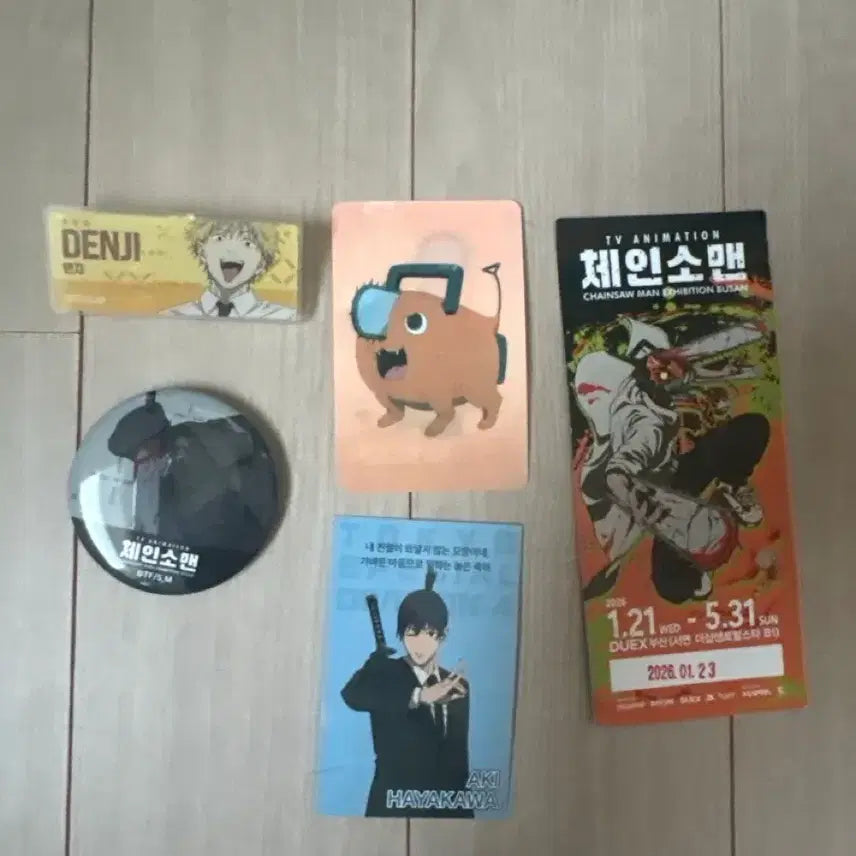 [BUNJANG] Chainsaw Man Denji Aki Pochita Badge Photocard / 체인소맨 부산 팝업 덴지 아키 포치타 캔뱃지 명찰 포카