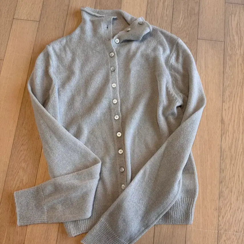 [BUNJANG] LFM Sheer Button Knit Cardigan - Grey / Lfm Sheer Button Knit Cardigan (grey)
