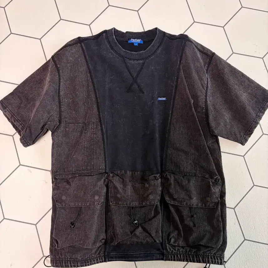 [BUNJANG] Penfield Dark Brown Short Sleeve Sweatshirt / 펜필드 다크브라운 반팔 스웻셔츠