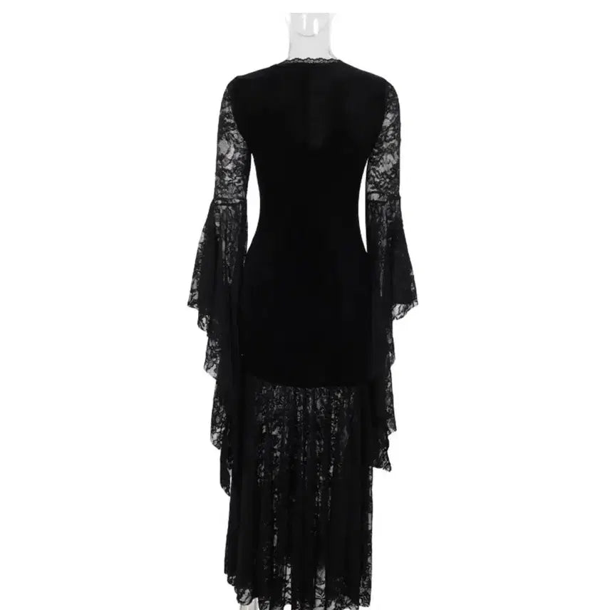 [BUNJANG] Gothic Dark Lace Velvet Long Dress / 고딕 다크 레이스 벨벳 롱드레스