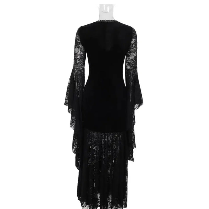 [BUNJANG] Gothic Dark Lace Velvet Long Dress / 고딕 다크 레이스 벨벳 롱드레스
