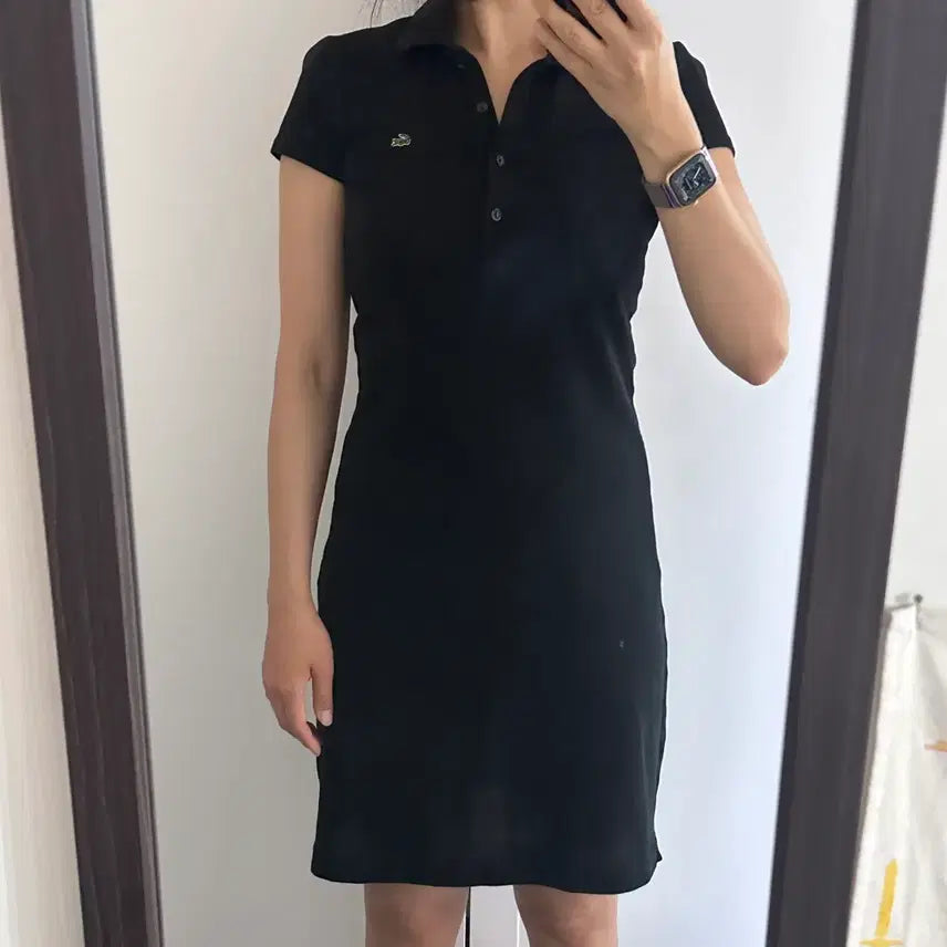 [BUNJANG] Lacoste Black Short Sleeve Polo Dress / 라코스테 블랙 반팔 폴로원피스