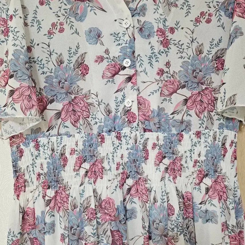 [BUNJANG] Floral Print Mini Dress / 허리밴딩 꽃무늬 원피스(미니기장)~66