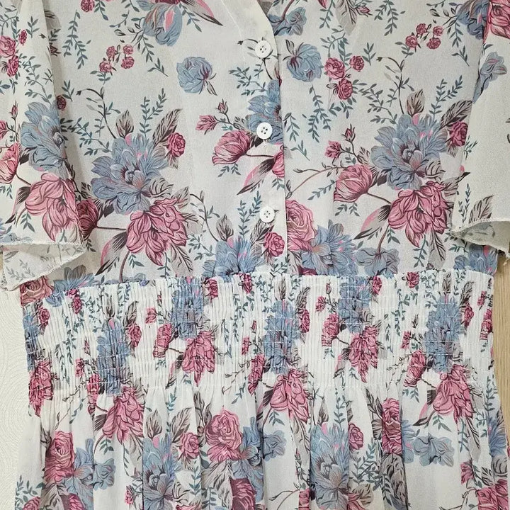 [BUNJANG] Floral Print Mini Dress / 허리밴딩 꽃무늬 원피스(미니기장)~66