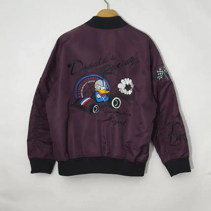[BUNJANG] LAP Donald Duck Collaboration Limited Edition Racing Bomber Jacket / 한정판 콜라보 새제품!LAP 도날드 덕 항공점퍼 자켓