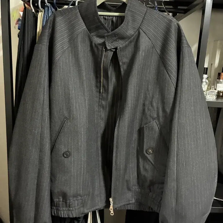 [BUNJANG] Coar Stripe Wool Harrington Jacket L / 쿠어 스트라이프 울 헤링턴 자켓 L