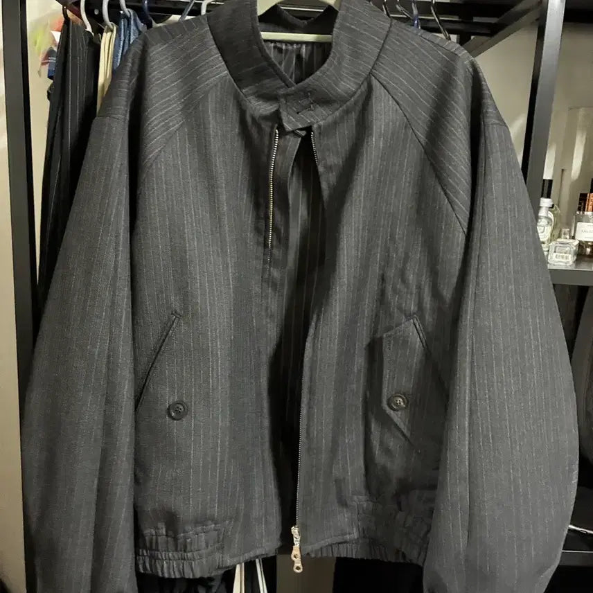 [BUNJANG] Coar Stripe Wool Harrington Jacket L / 쿠어 스트라이프 울 헤링턴 자켓 L