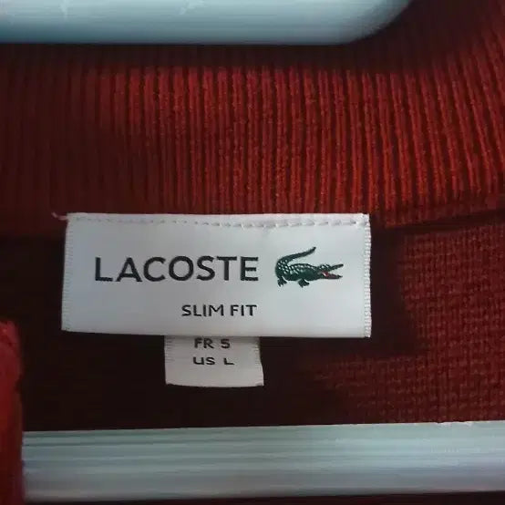 [BUNJANG] Lacoste Red Zip-Up Cardigan / 라코스테 레드 가디건 집업