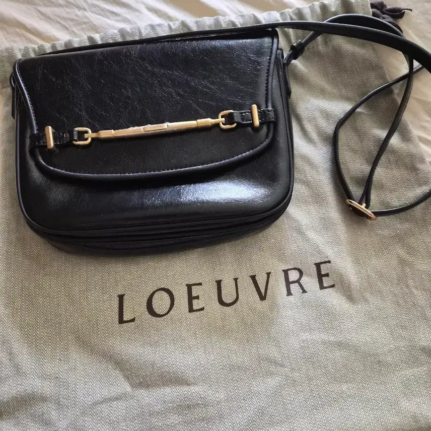 [BUNJANG] LOEUVRE Black Leather Crossbody Bag / LOEUVRE 루에브르 블랙 가죽 크로스백