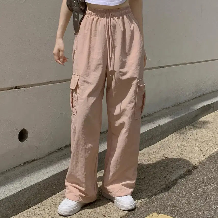 [BUNJANG] Hinick Runaway Cargo Two-Way Wide Long Pants - Pink Short / 히니크 런어웨이 카고ver. 투웨이 와이드 롱 팬츠 - 핑크 숏