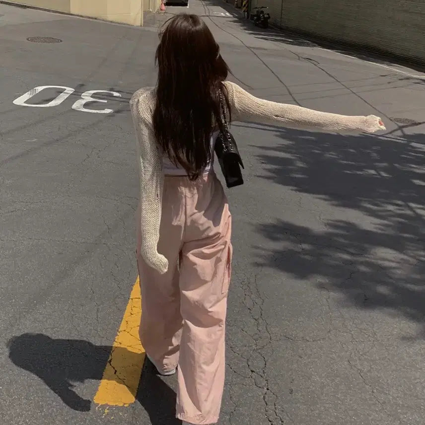 [BUNJANG] Hinick Runaway Cargo Two-Way Wide Long Pants - Pink Short / 히니크 런어웨이 카고ver. 투웨이 와이드 롱 팬츠 - 핑크 숏