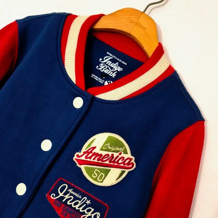 [BUNJANG] Indigo Bank Blue Red Baseball Jacket / 인디고뱅크 블루 레드 야구 점퍼(새상품급)