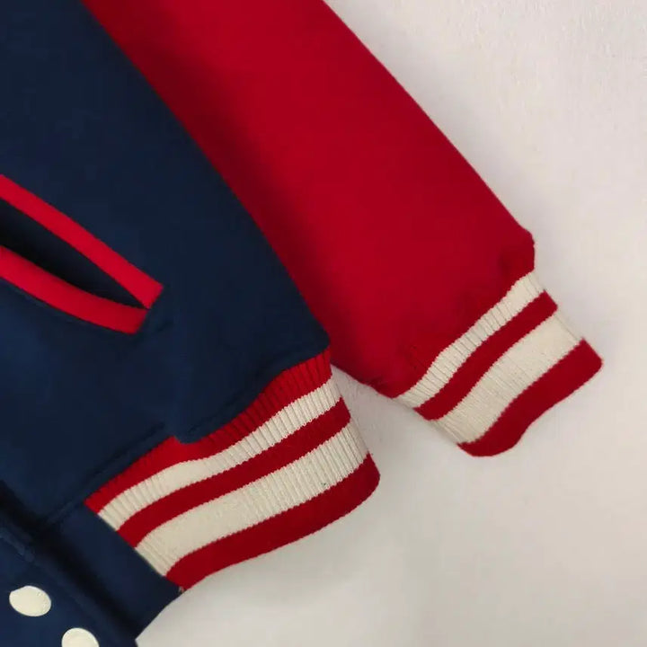 [BUNJANG] Indigo Bank Blue Red Baseball Jacket / 인디고뱅크 블루 레드 야구 점퍼(새상품급)