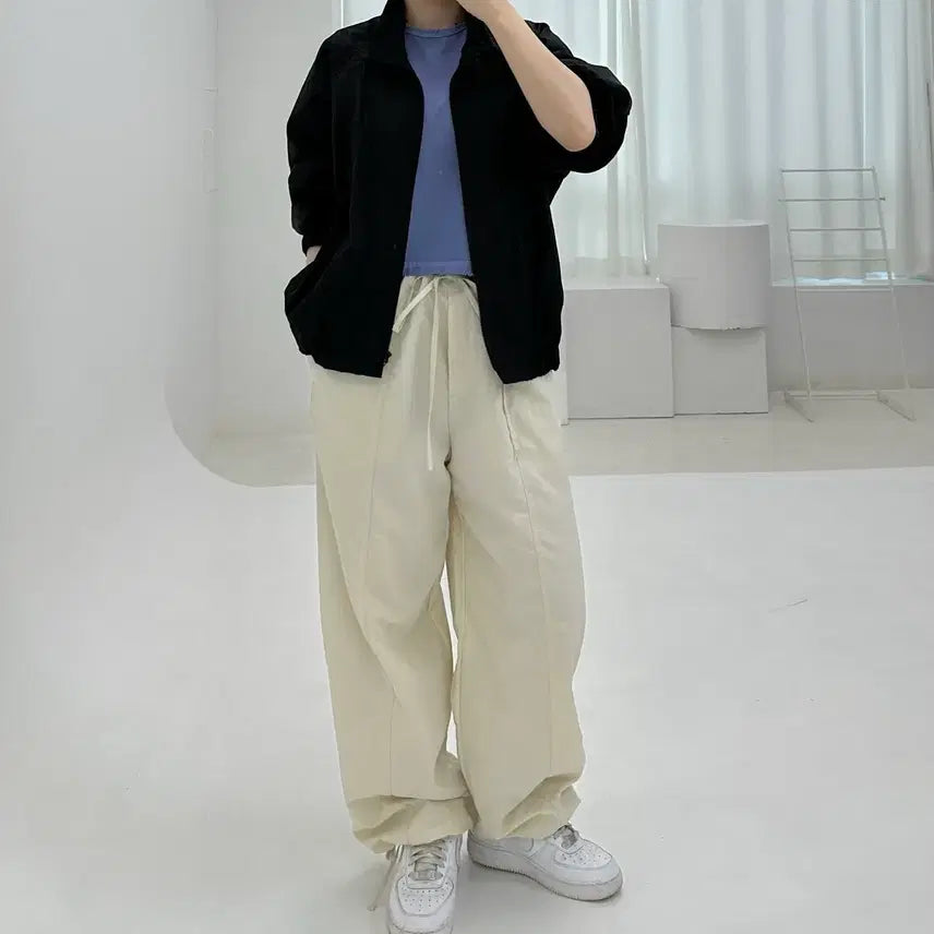 [BUNJANG] Cut-out String Waist Pants / 절개 스트링 팬츠