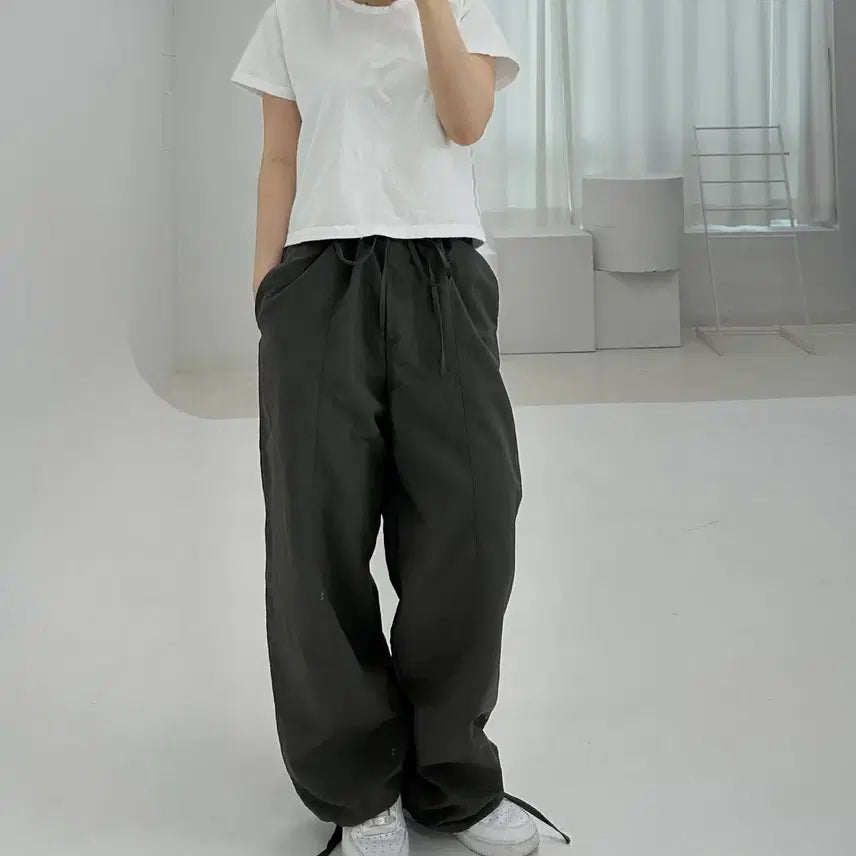 [BUNJANG] Cut-out String Waist Pants / 절개 스트링 팬츠