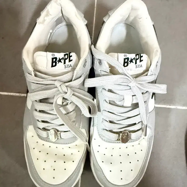 [BUNJANG] BAPE BAPE STA Sneakers White/Gray / 베이프 스타 BAPE STA 스니커즈 화이트/그레이