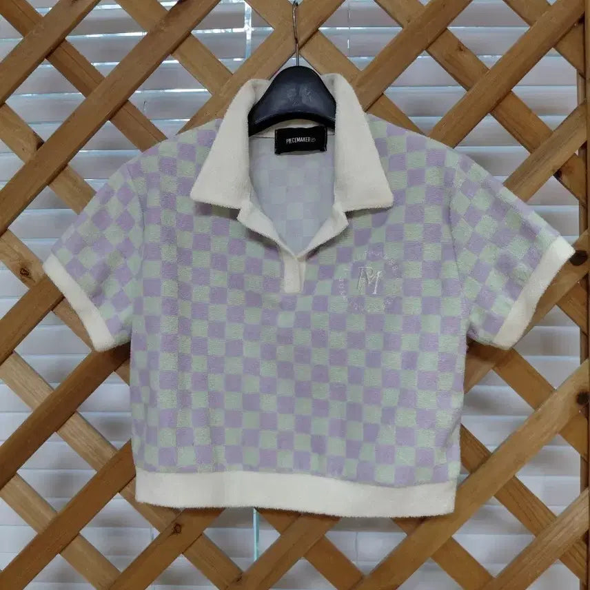 [BUNJANG] Piecemaker Plaid Short-Sleeve Polo T-Shirt / PIECEMAKER 체크 반팔 카라 티셔츠