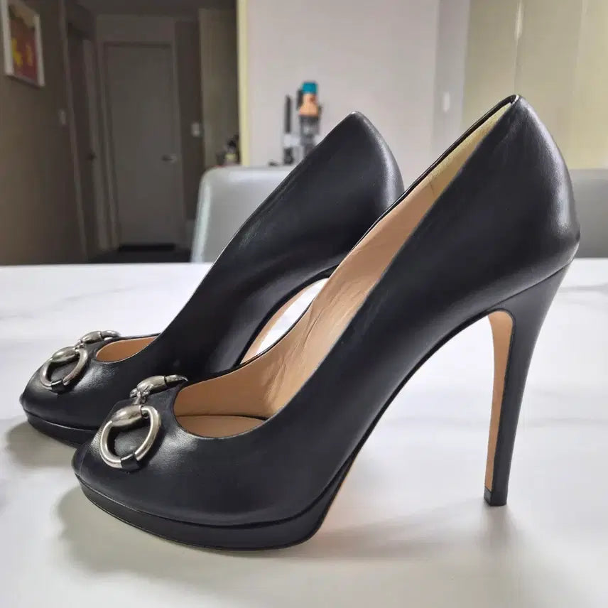 [BUNJANG] Gucci Horsebit Open-Toe Heels Black Leather 11cm Heel 230/235 / 구찌 홀스빗 오픈토 힐 / 새상품 / 230/ 풀박스