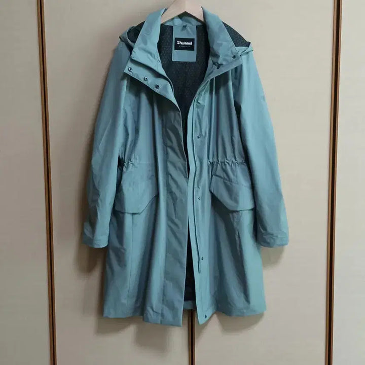 [BUNJANG] Hummel Mint Hooded Long Coat / HUMMEL 험멜 후드 롱 코트 민트색