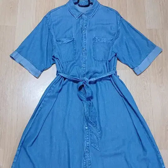 [BUNJANG] Denim Shirring Long Dress / 데님 셔링 롱원피스