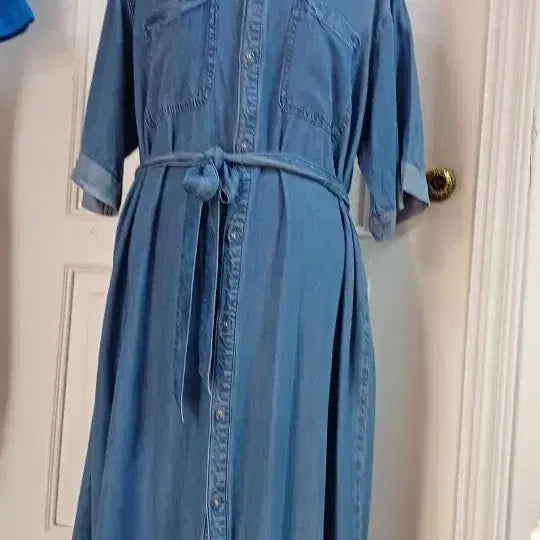 [BUNJANG] Denim Shirring Long Dress / 데님 셔링 롱원피스