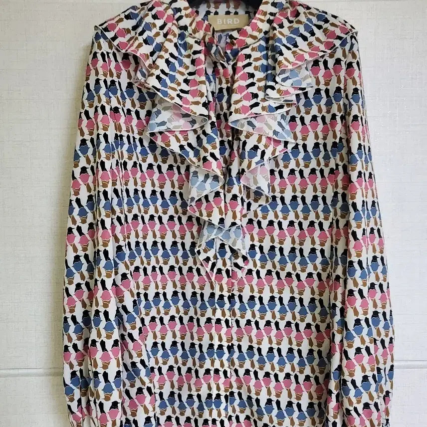 [BUNJANG] TIME BIrd Pattern Blouse Size 55 / 한섬 BIRD 패턴블라우스 55사이즈